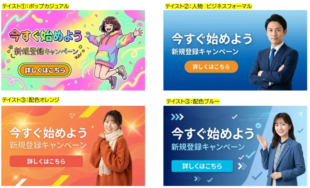 同一コピー × ビジュアル違いの比較例